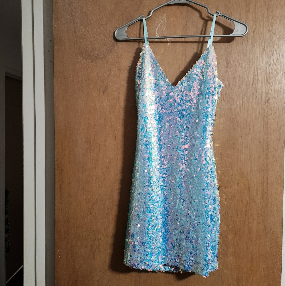 Sparkly blue Windsor mini dress